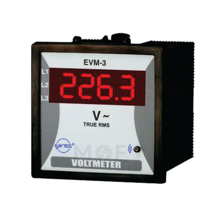 Entes Digital Voltmeter Panel Mount AC 10-600V 7x7cm | EVM-3-72 | ساعة فولت على خزانة