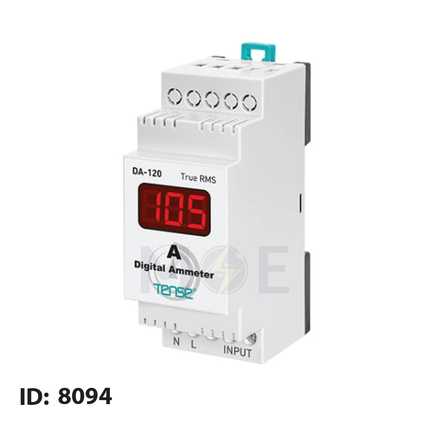 Tense 1 Phase Digital Ammeter Din With CT AC 120A 2module | DA-120 | ساعة امبير على سكة مع كعكة واحد فاز