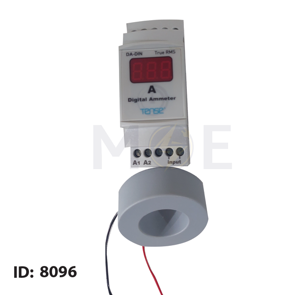 Tense 1 Phase Digital Ammeter Din With CT AC 300A 2module | DA-DIN-D | ساعة امبير على سكة مع كعكة واحد فاز