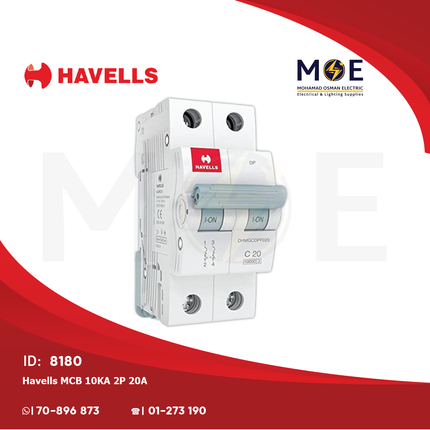 Havells MCB 10kA 2P 20A | DIJ220 | دجنتور كهرباء مجوز - قاطع كهربائي