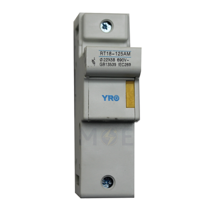 YRO Din Fuse Holder 22x58mm 125A 690VAC 1P 2module | RT18-125-22x58-AC | دجنتور بيت فيوز مفرد مجوز - حامل فيوز على سكة دين - قاعدة فيوز