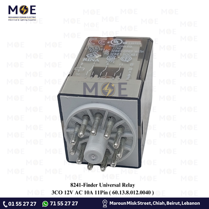 Finder Universal Relay 3CO 12V AC 10A 11Pin | 60.13.8.012.0040 | ريليه
