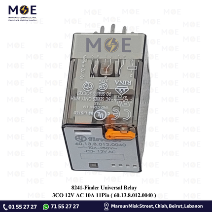 Finder Universal Relay 3CO 12V AC 10A 11Pin | 60.13.8.012.0040 | ريليه