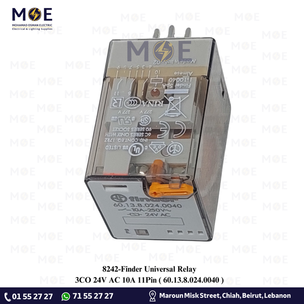Finder Universal Relay 3CO 24V AC 10A 11Pin | 60.13.8.024.0040 | ريليه