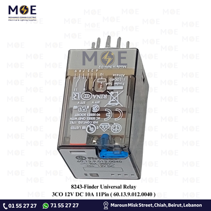 Finder Universal Relay 3CO 12V DC 10A 11Pin | 60.13.9.012.0040 | ريليه