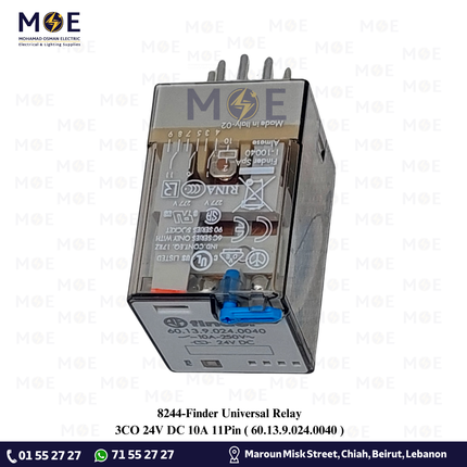 Finder Universal Relay 3CO 24V DC 10A 11Pin | 60.13.9.024.0040 | ريليه