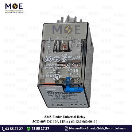 Finder Universal Relay 3CO 60V DC 10A 11Pin | 60.13.9.060.0040 | ريليه