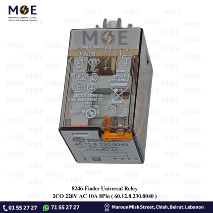 Finder Universal Relay 2CO 220V AC 10A 8Pin | 60.12.8.230.0040 | ريليه
