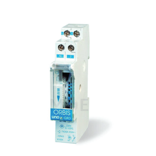 Orbis Daily Analog Time Switch with Reserve Din 230V 16A 200Hours 15Min. 1module | UNO QRD | تايمر يومي اربعة وعشرين ساعة على سكة