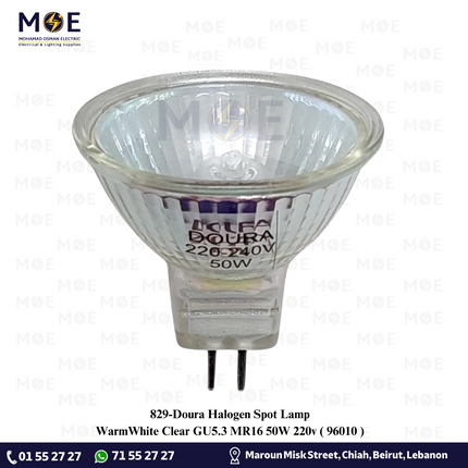Doura Halogen Spot Lamp WarmWhite Clear GU5.3 MR16 50W 220v | 96010 | لمبة سبوت هالوجين شفاف