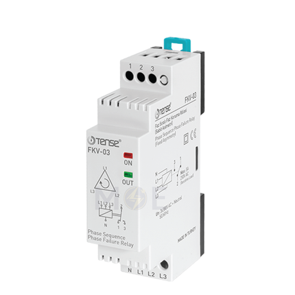 Tense Phase Failure Relay / Over & Under Voltage Protection Relay DIN 5A 250V AC 4P 1module | FKV-03 | حماية فاز ثلاثة فازنتر