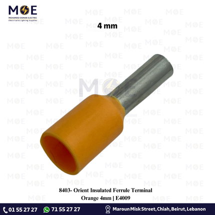 Orient Insulated Ferrule Terminal Orange 4mm | E4009 | كوس انبوب اورونج
