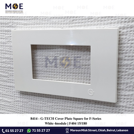 G-TECH Cover Plate Square for F-Series White 4module | F404 15/180 | بلاك بلاستيك ابيض