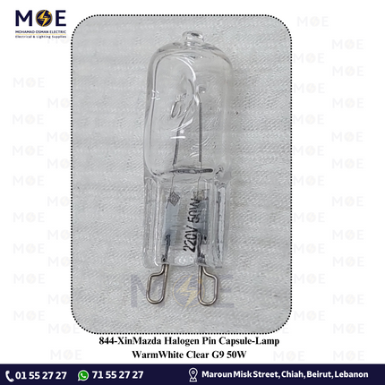 XinMazda Halogen Pin Capsule/Lamp WarmWhite Clear G9 50W | لمبة شك هالوجين شفاف
