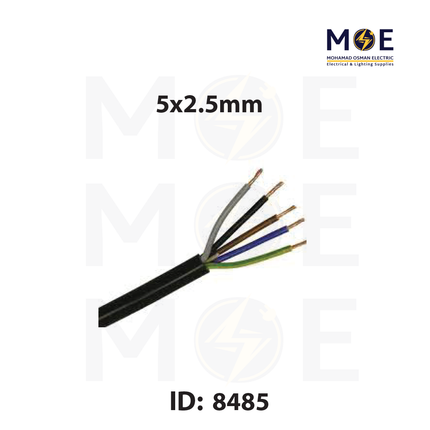 Med Cables Sheathed-Insulated Fiber CU Core 300/500V Flexible Black | NYMHY 5x2.5 mm | كابل مبروم شعري اسود