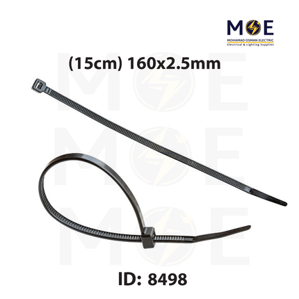 Giantlok Cable Tie Black ( 15cm ) 160x2.5mm | GT-160M-CB | رباط بلاستيك رفيع اسود