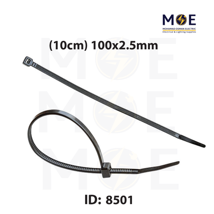 Bandex Cable Tie Black ( 10cm ) 100x2.5mm | CT-100B-2C | رباط بلاستيك رفيع اسود