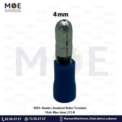 Bandex Insulated Bullet Terminal Male Blue 4mm | F2-B | كوس اصبع دكر ازرق