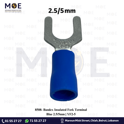 Bandex Insulated Fork Terminal Blue 2.5/5mm | YF2-5 | كوس شوكة ازرق