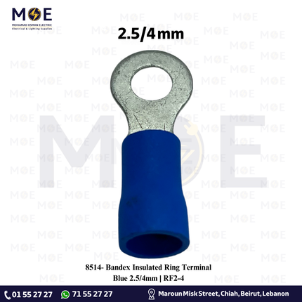 Bandex Insulated Ring Terminal Blue 2.5mm / 4mm | RF2-4 | كوس حلقة ازرق