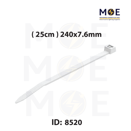 Bandex Cable Tie White ( 25cm ) 240x7.6mm | CT-240-7C | رباط بلاستيك عريض ابيض
