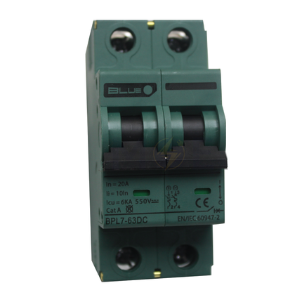 Blue Point MCB BPL7-63 2P 550V DC 20A | BPL7 | دجنتور كهرباء مجوز - قاطع كهربائي