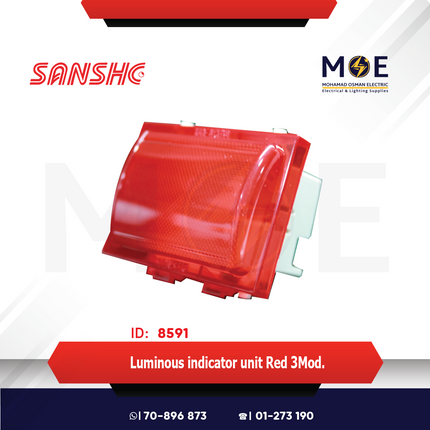 Sanshe Luminous indicator unit Red 3Module | KH-1128 | نواصة احمر