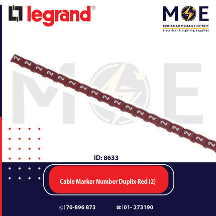 Legrand Cable Markers Number Duplix Red ( 2 ) | Duplix 38402 | حلقة ترقيم كابلات احمر رقم