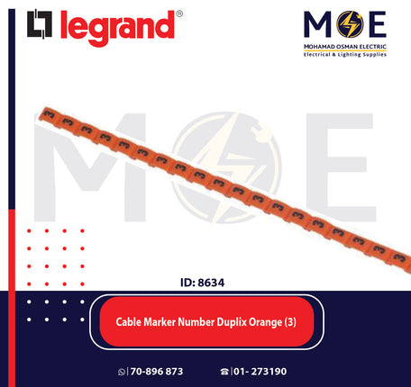 Legrand Cable Markers Number Duplix Orange ( 3 ) | Duplix 38403 | حلقة ترقيم كابلات اورونج رقم