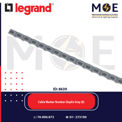 Legrand Cable Markers Number Duplix Gray ( 8 ) | Duplix 38408 | حلقة ترقيم كابلات رمادي رقم