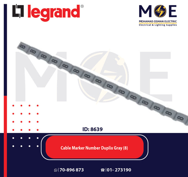 Legrand Cable Markers Number Duplix Gray ( 8 ) | Duplix 38408 | حلقة ترقيم كابلات رمادي رقم