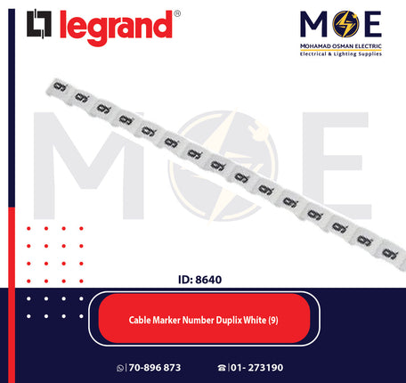Legrand Cable Markers Number Duplix White ( 9 ) | Duplix 38409 | حلقة ترقيم كابلات ابيض رقم
