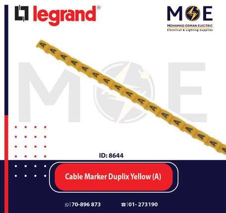 Legrand Cable Markers Capital Letter Duplix Yellow ( A ) | 38410 | حلقة ترقيم كابلات اصفر حرف