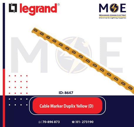 Legrand Cable Markers Capital Letter Duplix Yellow ( D ) | 38413 | حلقة ترقيم كابلات اصفر حرف
