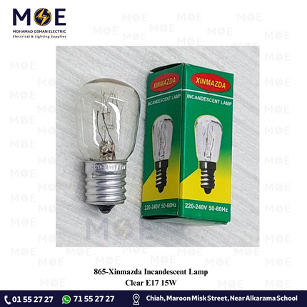Xinmazda Incandescent Lamp Clear E17 15W | لمبة عادي برم سن رفيع براد شفاف