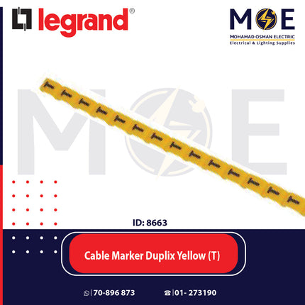 Legrand Cable Markers Capital Letter Duplix Yellow ( T ) | 38429 | حلقة ترقيم كابلات اصفر حرف