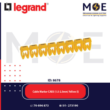 Legrand Cable Markers Capital Letter CAB3 ( 1.5-2.5mm ) Yellow ( I ) | 38338 | حلقة ترقيم كابلات اصفر حرف