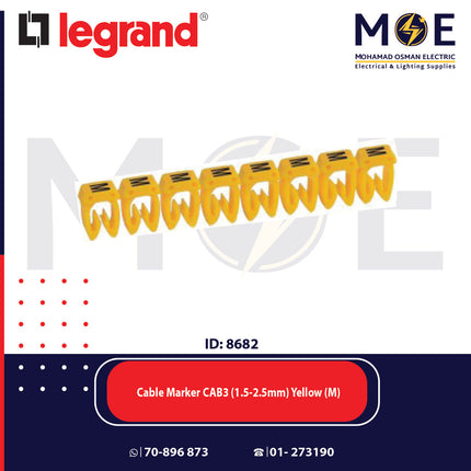Legrand Cable Markers Capital Letter CAB3 ( 1.5-2.5mm ) Yellow ( M ) | 38342 | حلقة ترقيم كابلات اصفر حرف