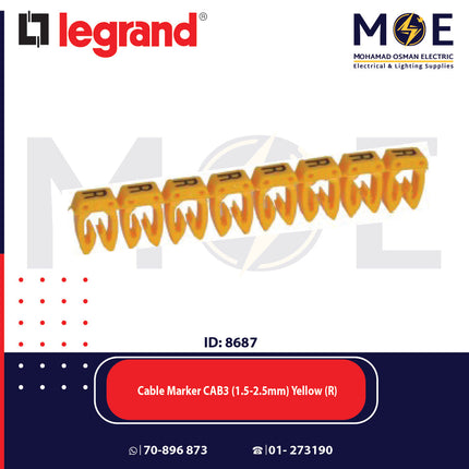 Legrand Cable Markers Capital Letter CAB3 ( 1.5-2.5mm ) Yellow ( R ) | 38347 | حلقة ترقيم كابلات اصفر حرف