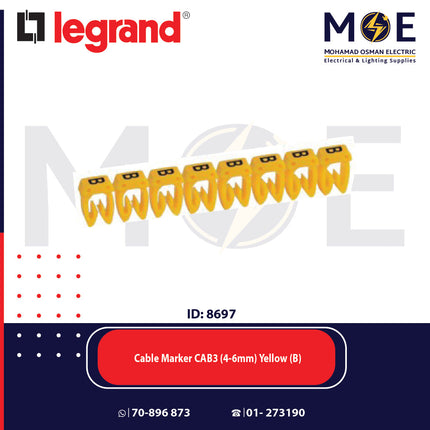 Legrand Cable Markers Capital Letter CAB3 ( 4-6mm ) Yellow ( B ) | 38361 | حلقة ترقيم كابلات اصفر حرف