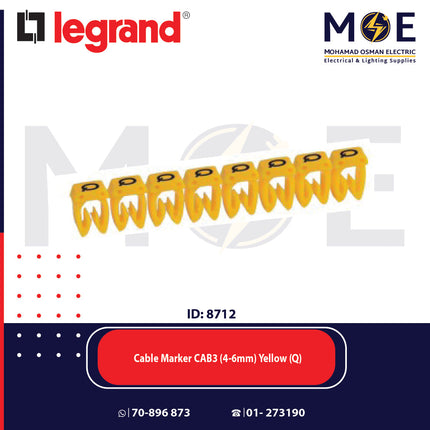 Legrand Cable Markers Capital Letter CAB3 ( 4-6mm ) Yellow ( Q ) | 38376 | حلقة ترقيم كابلات اصفر حرف