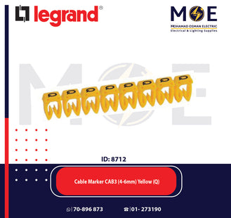 Legrand Cable Markers Capital Letter CAB3 ( 4-6mm ) Yellow ( Q ) | 38376 | حلقة ترقيم كابلات اصفر حرف