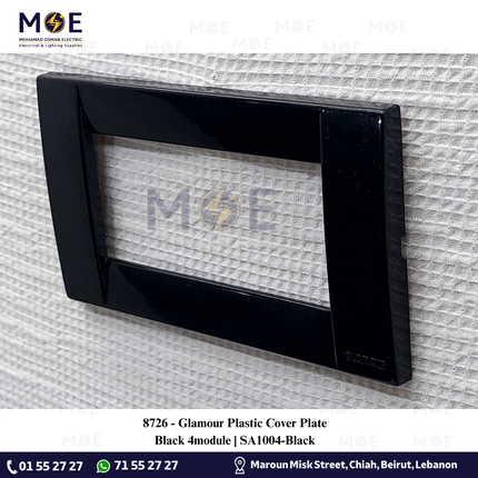 Glamour Plastic Cover Plate Black 4module | SA1004-Black | بلاك بلاستيك اسود