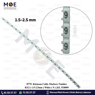 Klemsan Cable Markers Number KE2 ( 1.5-2.5mm ) White ( 9 ) | KL 518009 | حلقة ترقيم كابلات ابيض رقم