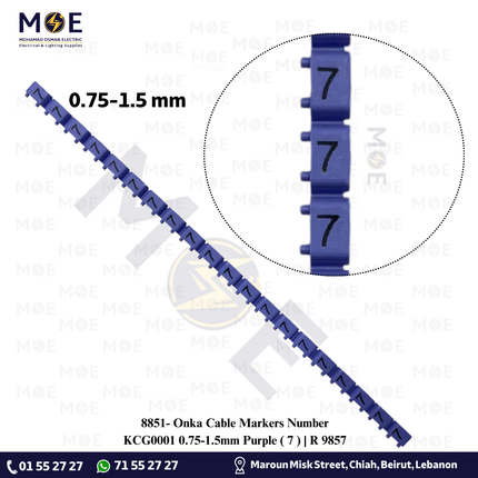 Onka Cable Markers Number KCG0001 0.75-1.5mm Purple ( 7 ) | R 9857 | حلقة ترقيم كابلات موف رقم