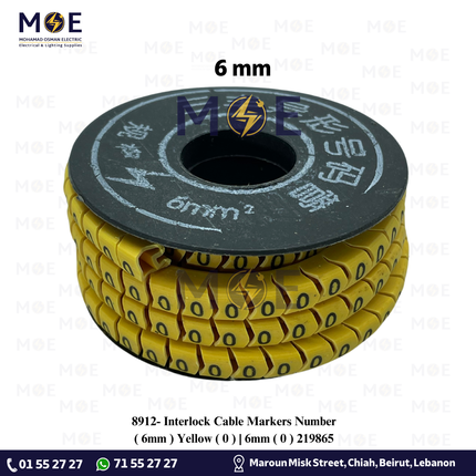 Interlock Cable Markers Number ( 6mm ) Yellow ( 0 ) | 6mm ( 0 ) 219865 | حلقة ترقيم كابلات كوتشوك تلبيس اصفر رقم