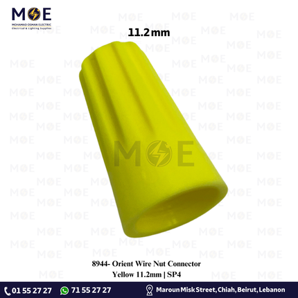 Orient Wire Nut Connector Yellow 11.2mm | SP4 | طربوش توصيل برم اصفر