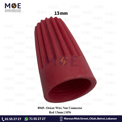 Orient Wire Nut Connector Red 13mm | SP6 | طربوش توصيل برم احمر