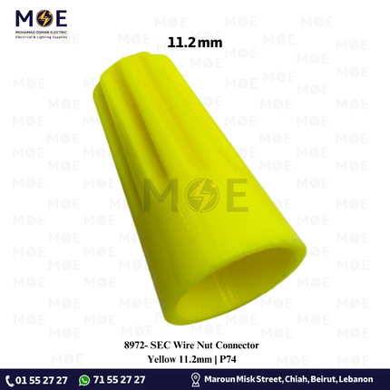 SEC Wire Nut Connector Yellow 11.2mm | P74 | طربوش توصيل برم اصفر