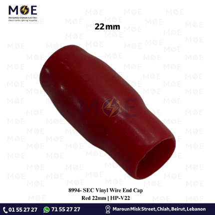 SEC Vinyl Wire End Cap Red 22mm | HP-V22 | جلدة كوس احمر